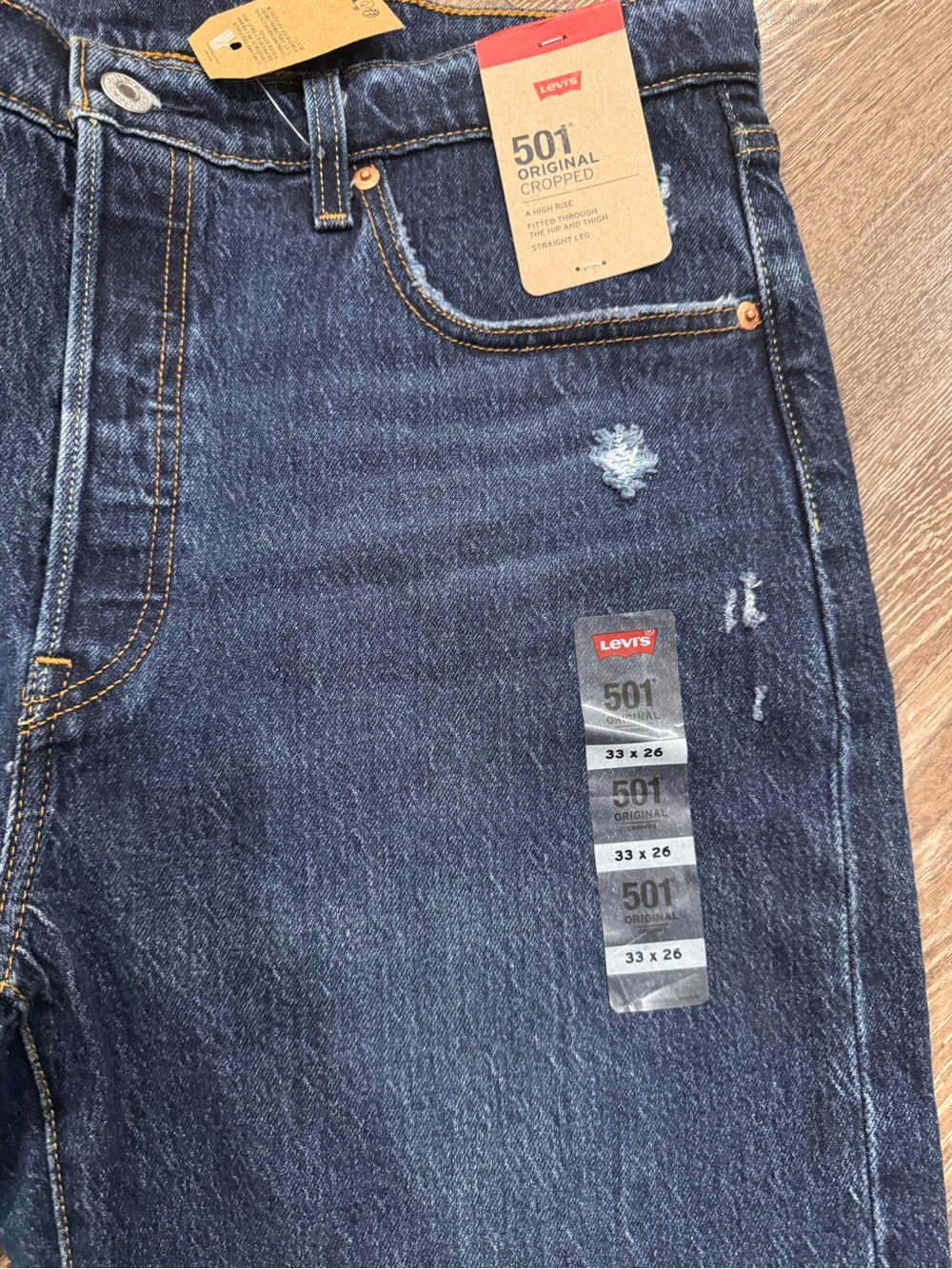 Levi's 501 Cropped Dark Indigo Denim Jeans - Picture 7 of 7